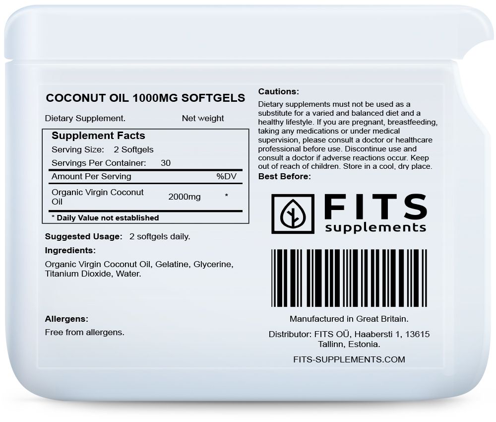 Olej kokosowy 1000mg 60 miękkich kapsułek