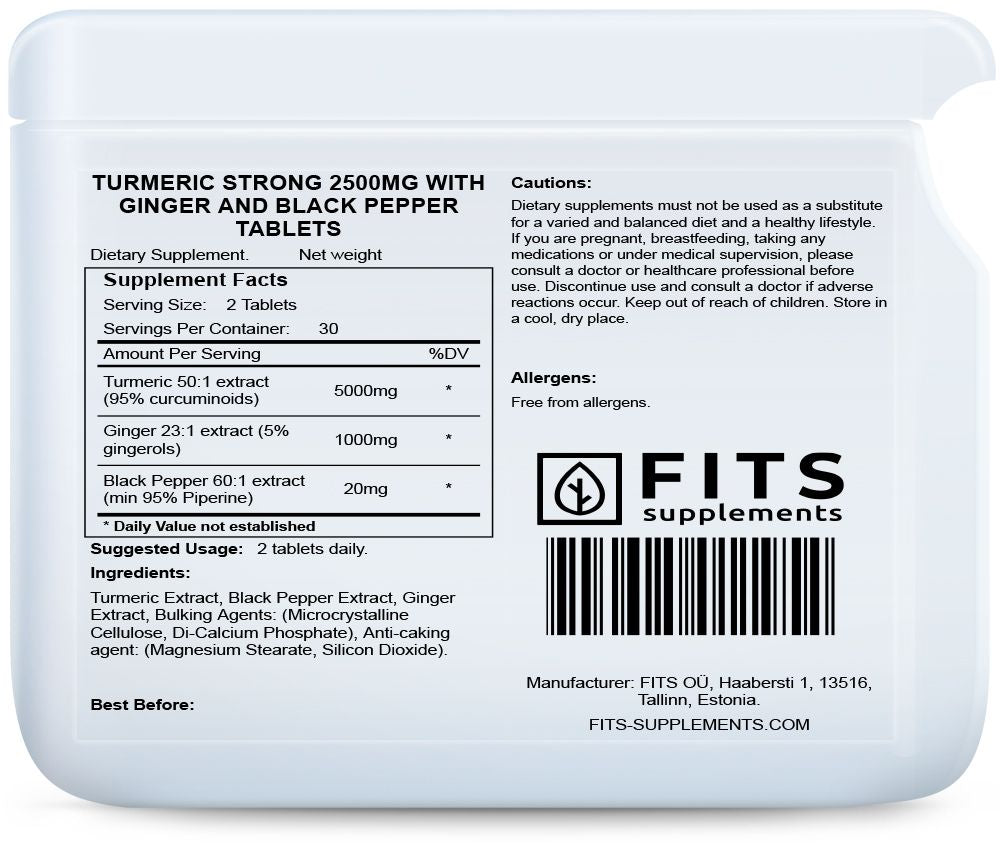 FITS Kurkuma Strong 2500mg z imbirem i czarnym pieprzem 60 tabletek - 2