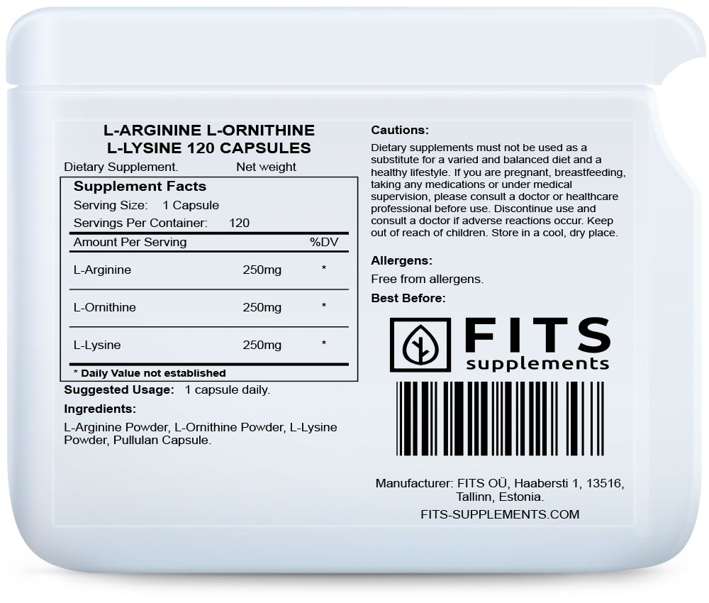 L-Arginina L-Ornityna L-Lizyna 120 kapsułek