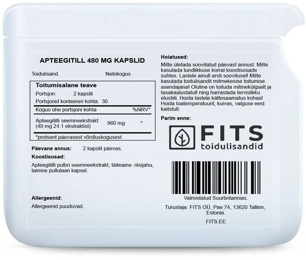 Fennel Seed Extract 480mg 60 capsules - FITS Dietary Supplements