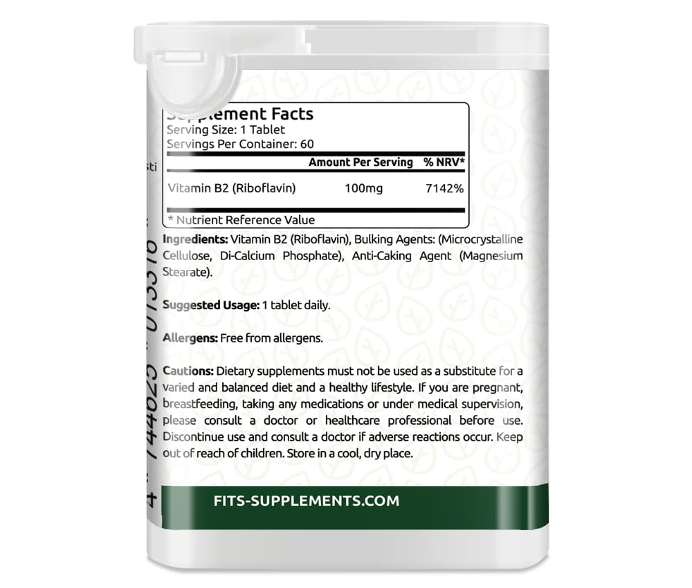 Witamina B2 100mg (Ryboflawina) 60 tabletek