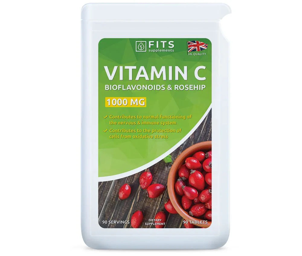 Vitamin C 1000mg with Rosehip and Bioflavonoids 90 tablets - FITS Dietary Supplements