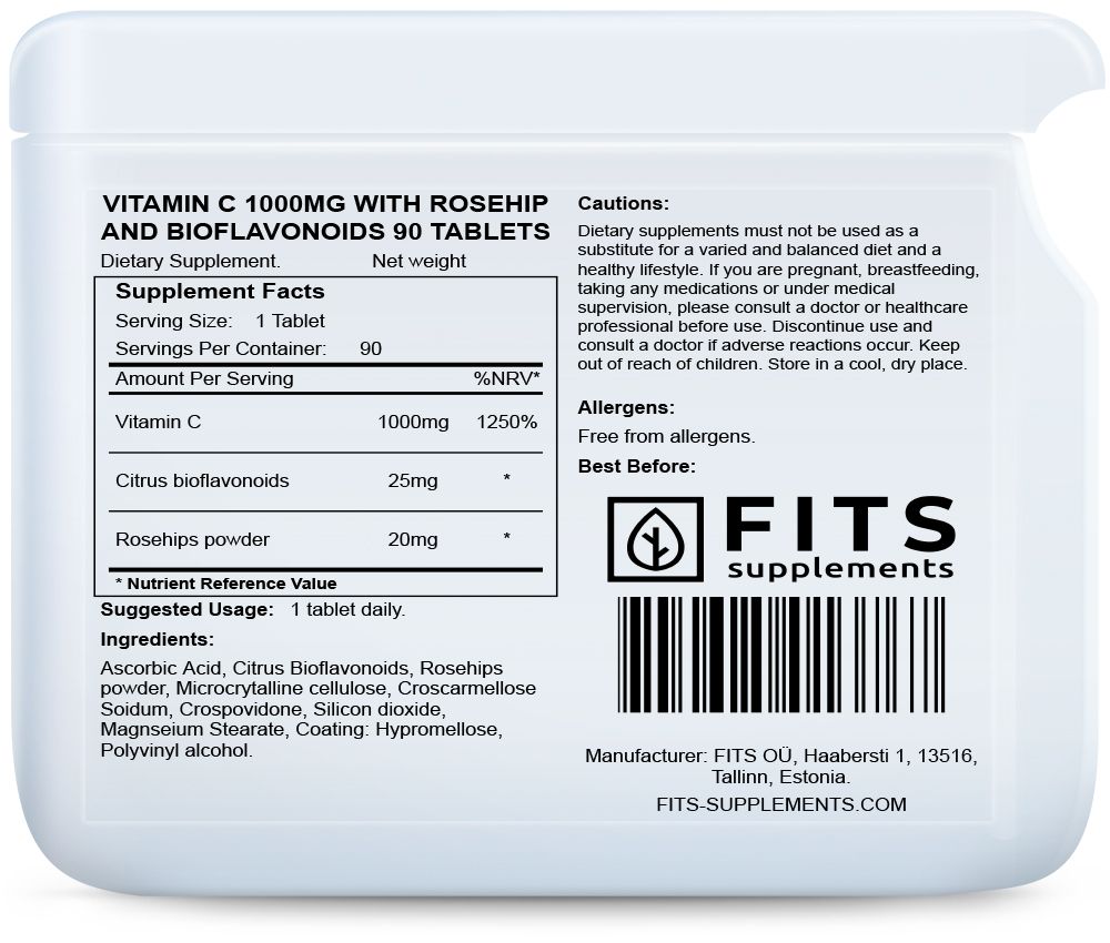 FITS Witamina C 1000mg z dziką różą i bioflawonoidami 90 tabletek - 2