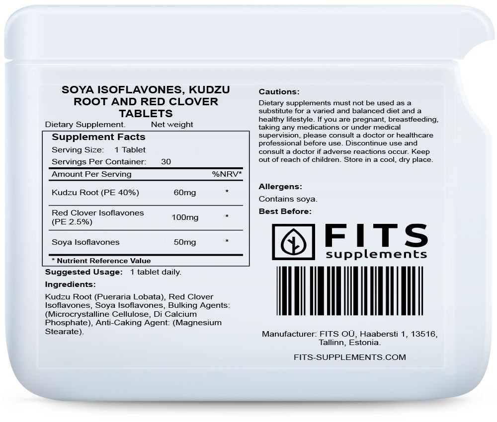 Izoflawony sojowe, korzeń kudzu i czerwony koniczyna 30 tabletek