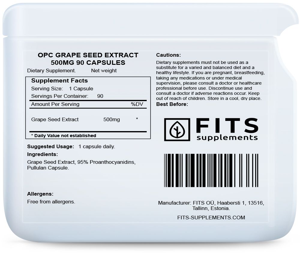 Ekstrakt z pestek winogron OPC 500mg 90 kapsułek