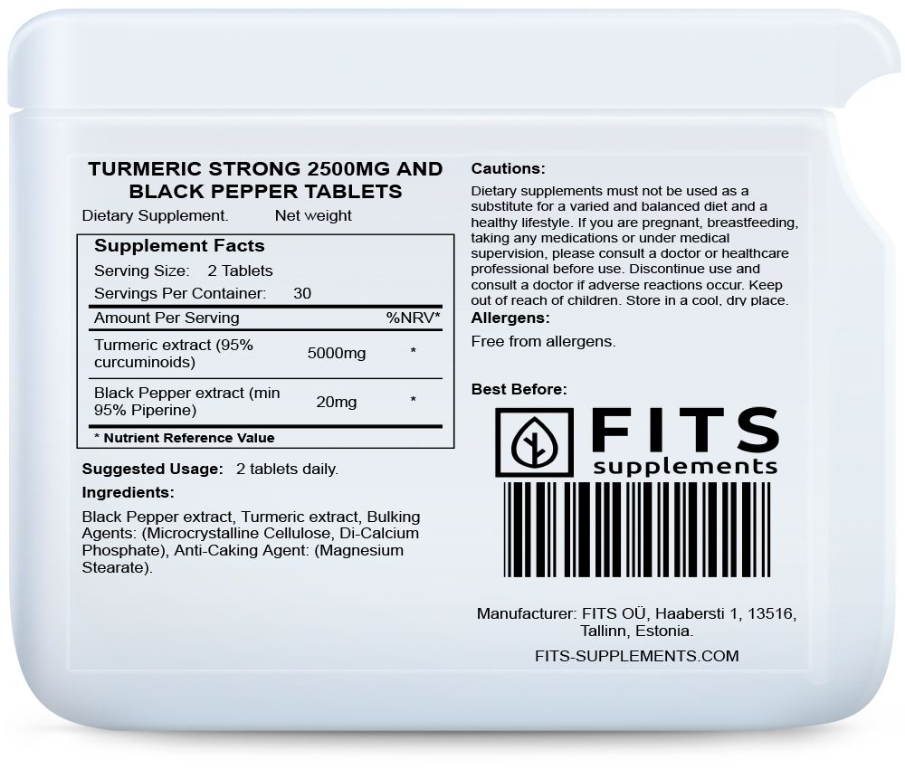 FITS Kurkuma 2500mg i Czarny Pieprz 10mg 60 tabletek - 2