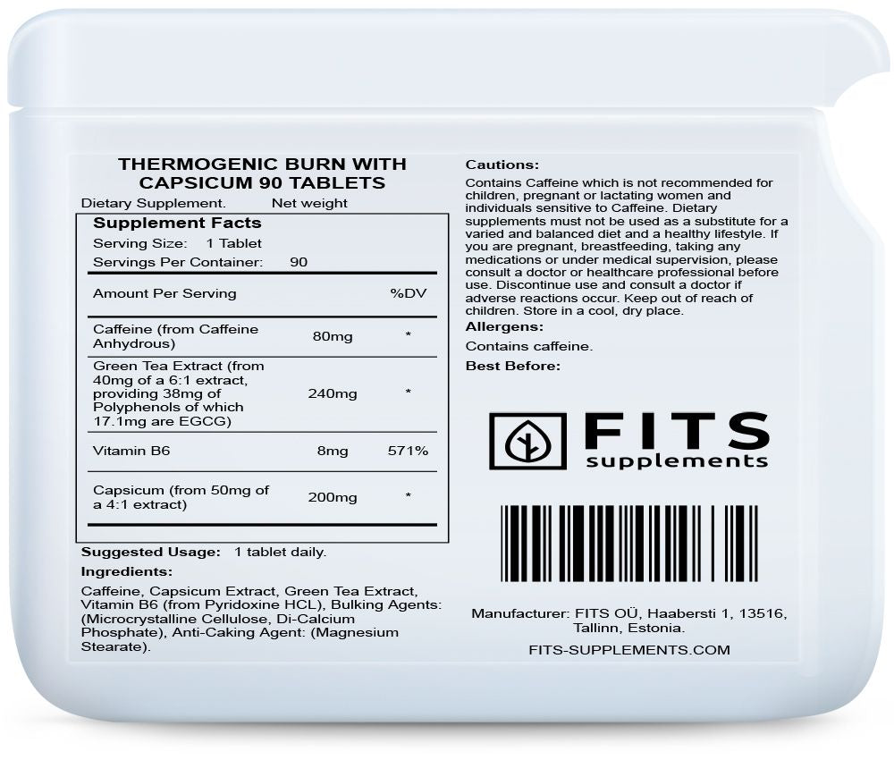 Termogeniczny spalacz z kapsicum 90 tabletek