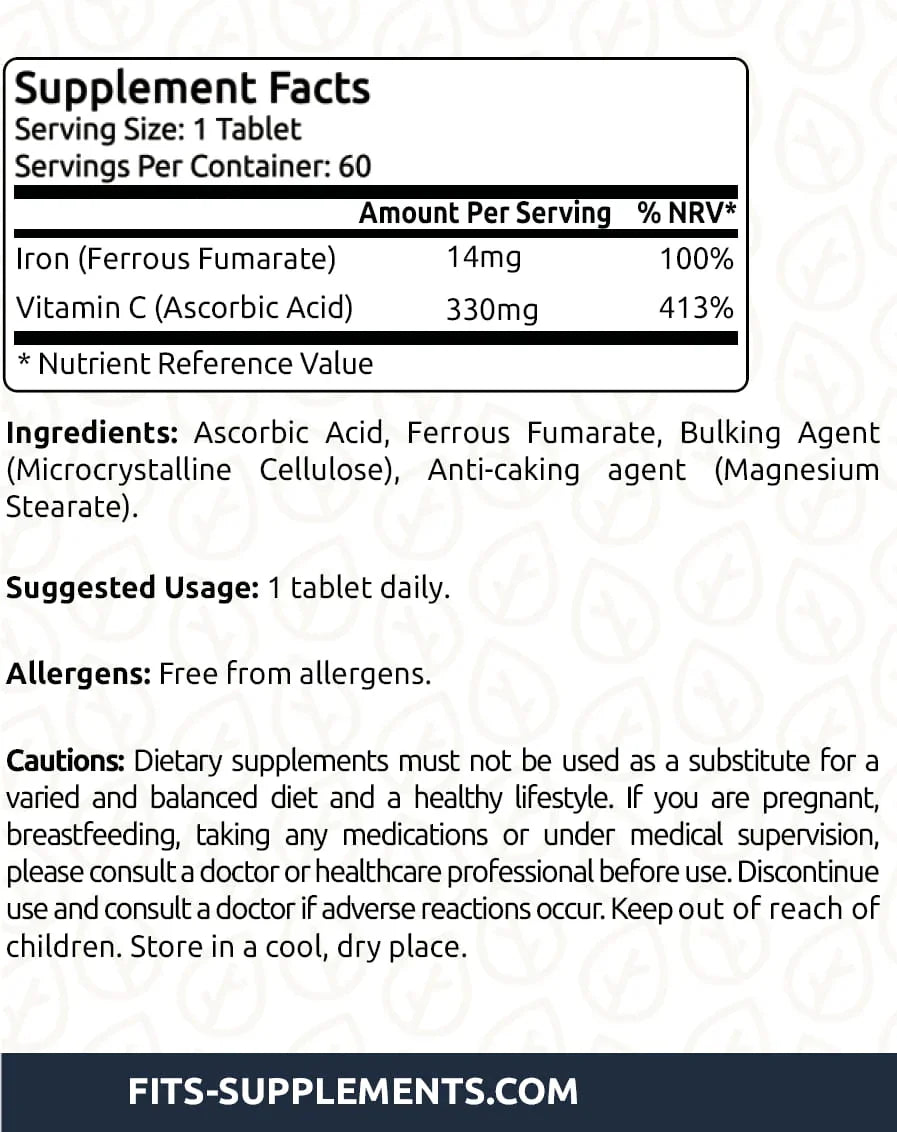Iron + Vitamin C 60 tablets - FITS Dietary Supplements