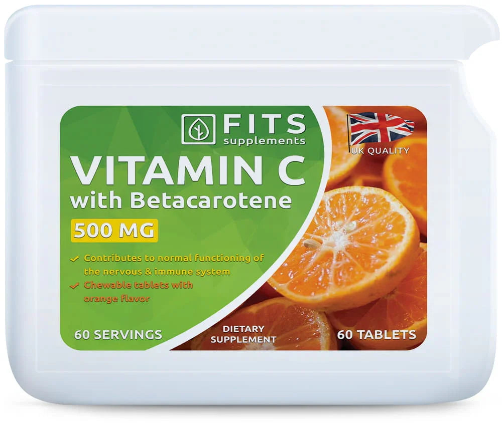Vitamin C 500mg Orange with Betacarotene chewable 60 tablets - FITS Dietary Supplements