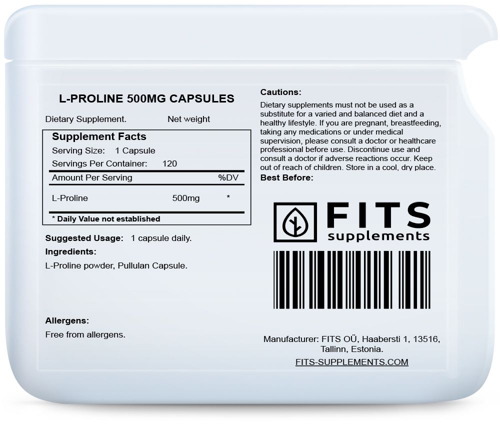 L-Prolina 500mg 120 kapsułek