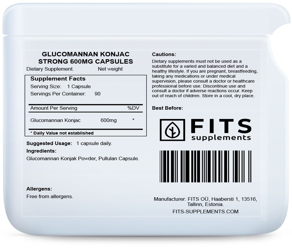 FITS Glukomannan Konjac Strong 600mg 90 kapsułek - 2