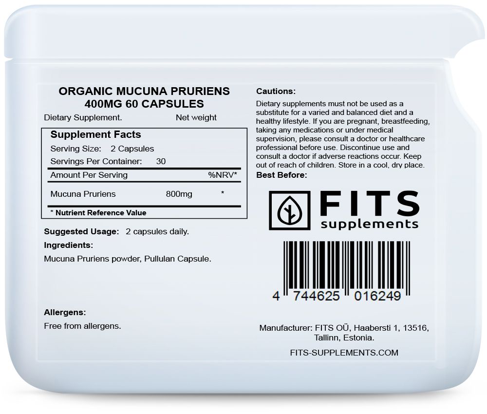 Organiczna Mucuna Pruriens 400mg 60 kapsułek