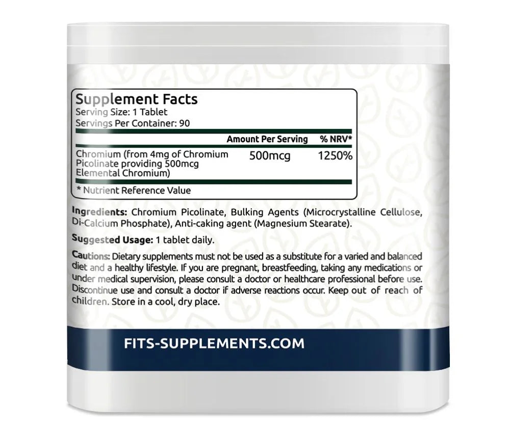 Chromium 500mcg 90 tablets - FITS Dietary Supplements