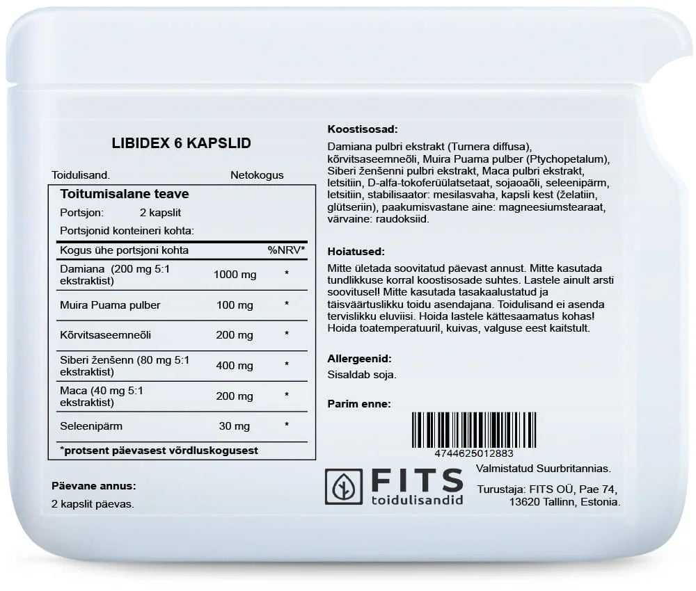 Libidex 6 60 capsules - FITS Dietary Supplements