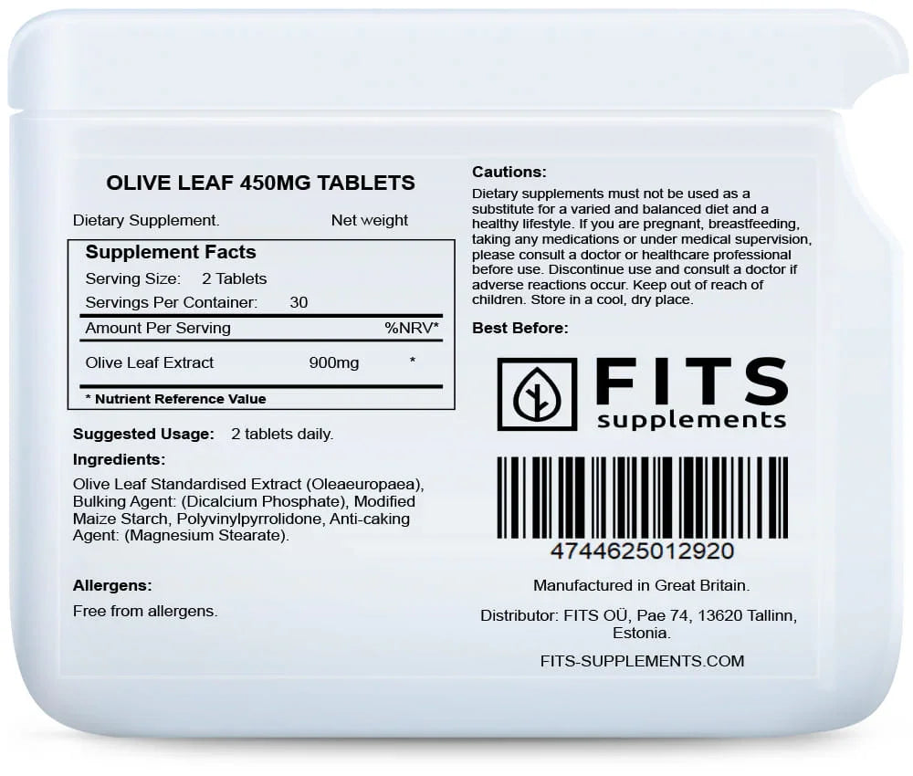 Olive Leaf 450mg 60 tablets - FITS Dietary Supplements